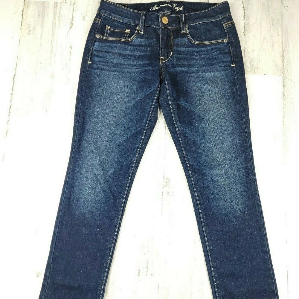 AMERICAN EAGLE OUTFITTERS SKINNY STRETCH WOMENS JEANS SIZE 2S (28X29) EUC